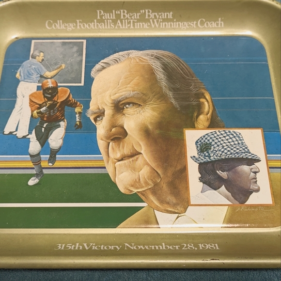 Coach Bear Bryant tray - Picture 1 of 2